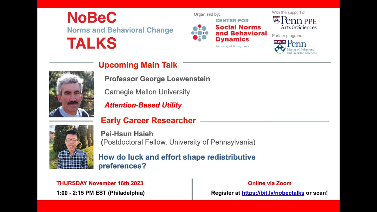 NoBeC Talk 2023 - Attention-Based Utility - Dr.George Loewenstein