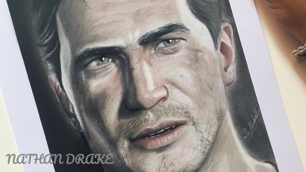 NATHAN DRAKE - Uncharted 4 - Drawing by Carlo Minichiello