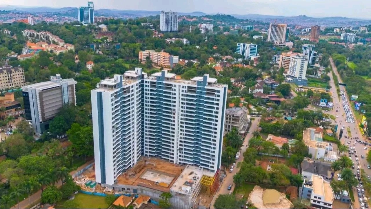 LAROSE ROYAL APARTMENTS—the tallest hotel apartment in Kampala, soaring 24 floors into the skyline.