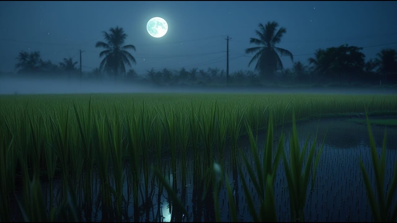 8 Hours ASMR Rice Field Ambience 🌾 Night Sounds for Deep Sleep & Relaxation