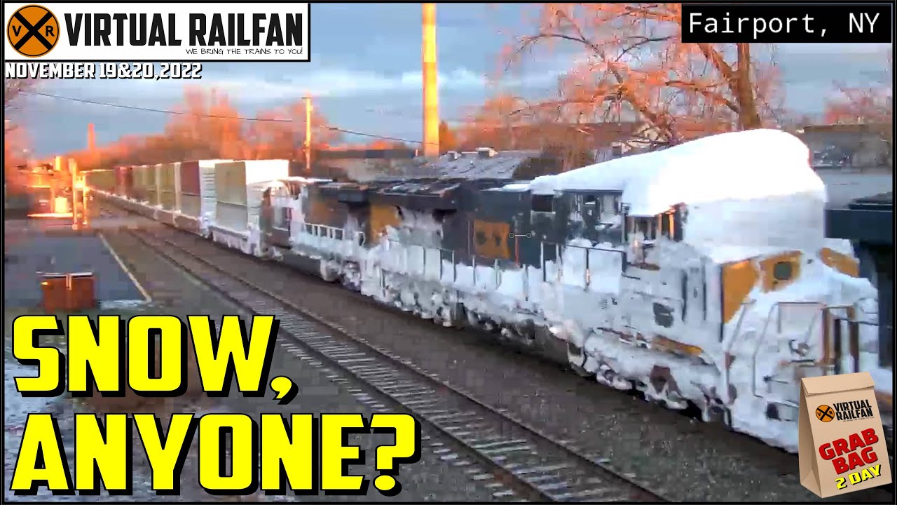 SNOW COVERED TRAINS, HUDSON BAY ENGINE, BOING, DARWIN, BLADE BARGE, BEAUTIFUL SKIES! 11/19&20/22