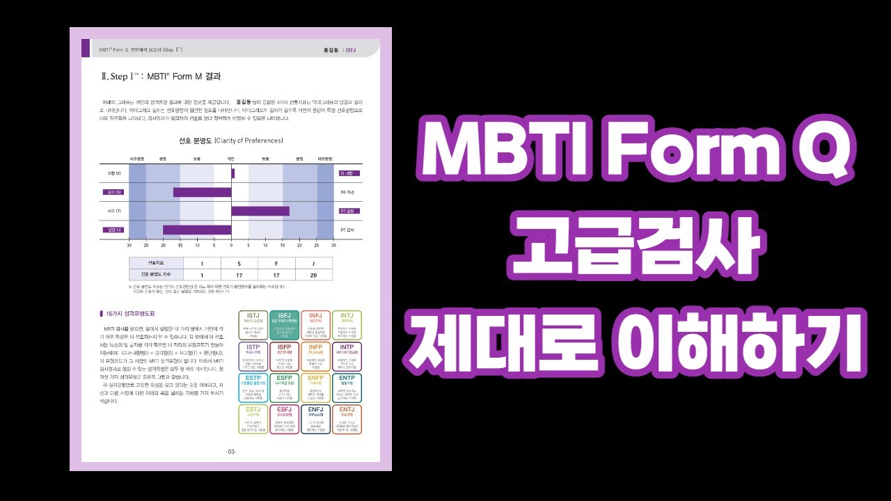 MBTI 정식검사지 Form Q 결과해설! 기본보고서는 4p, 전문보고서는12p, 보면 조금 더 본인의 MBTI유형 이해에 도움이 됩니다.