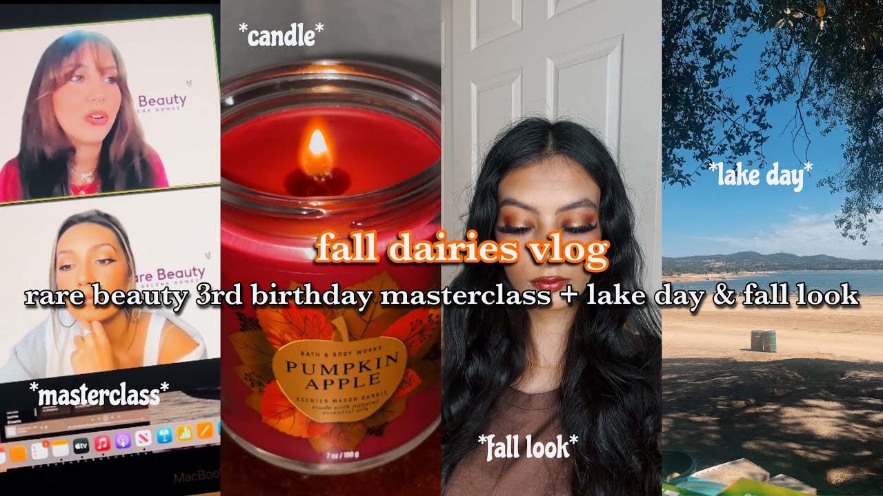 fall diaries: vlog  rare beauty 3rd birthday masterclass + folsom lake day & coffee,fall look 🎃🍂☕️