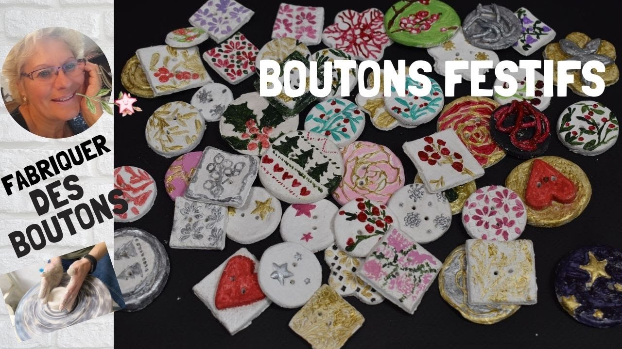 🎅🔴 Comment FABRIQUER des BOUTONS FESTIFS A COUDRE ou A COLLER  Modelage Xmas©A63