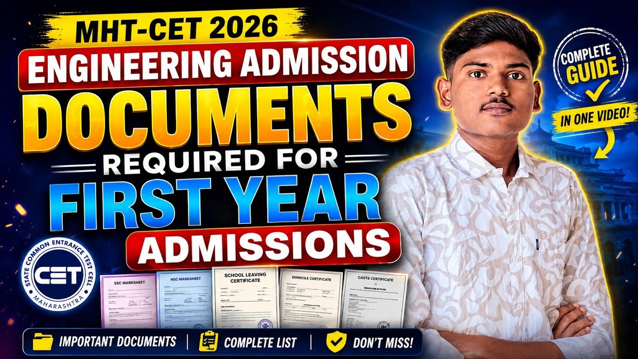MHT-CET 2026 Documents Required for Engineering Admission | Important Documents First Year Admission
