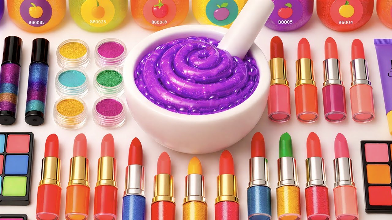 Satisfying Video DIY How To Make Rainbow Wiggly Slime Mixing Makeup Eyeshadow Toys & Candy Glitters