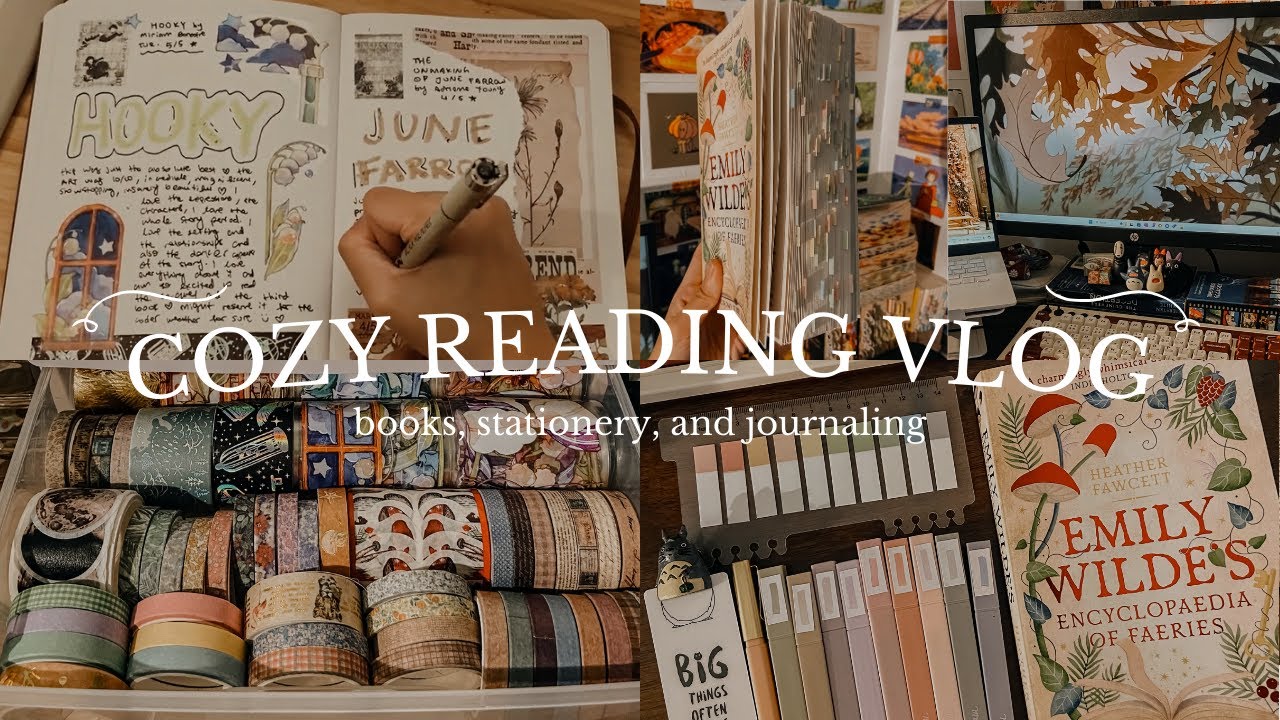 cozy reading vlog ☁️✨ reading + annotating, book shopping & decorating my reading journal 🖋️
