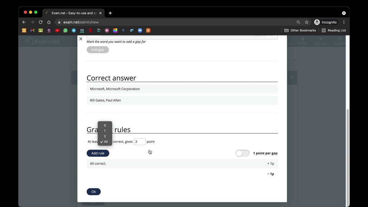 (3) Setting Auto Marked Exam in Exam.net
