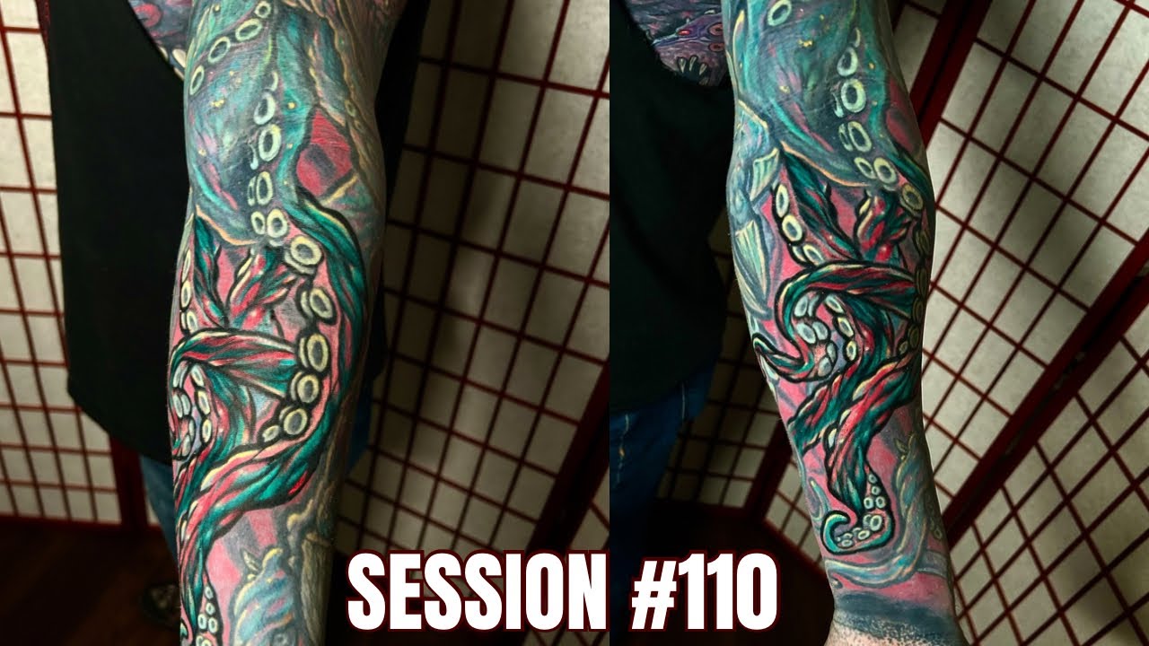 Session 110 Color on black sleeve, and discipline with content creation.  #ink #ibked #tattoo