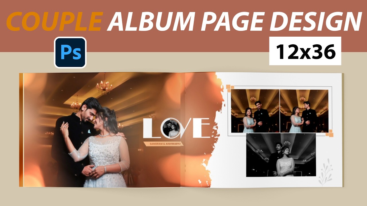 Cinematic Couple Portrait Wedding Album Page Design in Photoshop