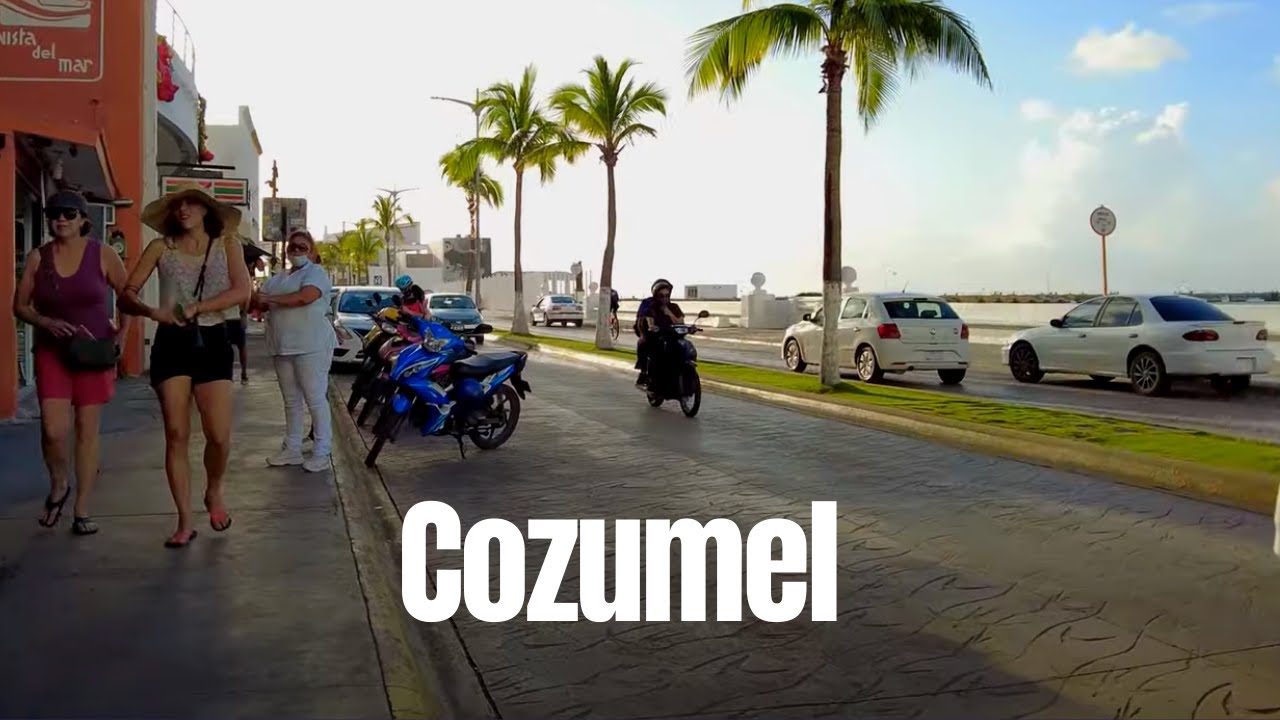 Walking Around Cozumel Streets in Mexico