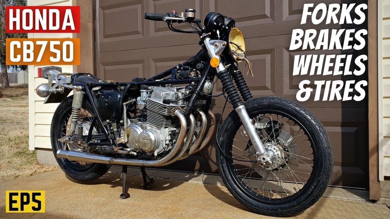 Barn Find CB750 Revival — вилки / тормоза / колеса / шины — EP5