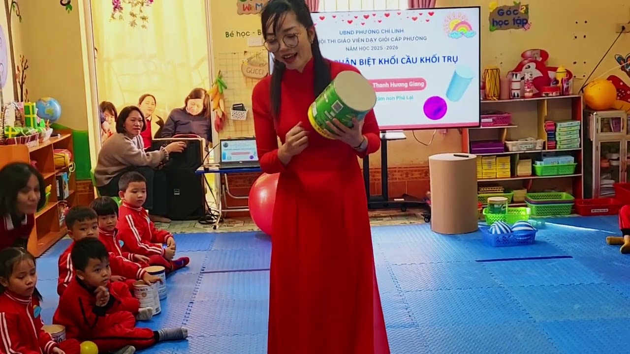 Nhận biết, phân biệt khối cầu - khối trụ 5-6 tuổi gvg cấp phường 2025-2026