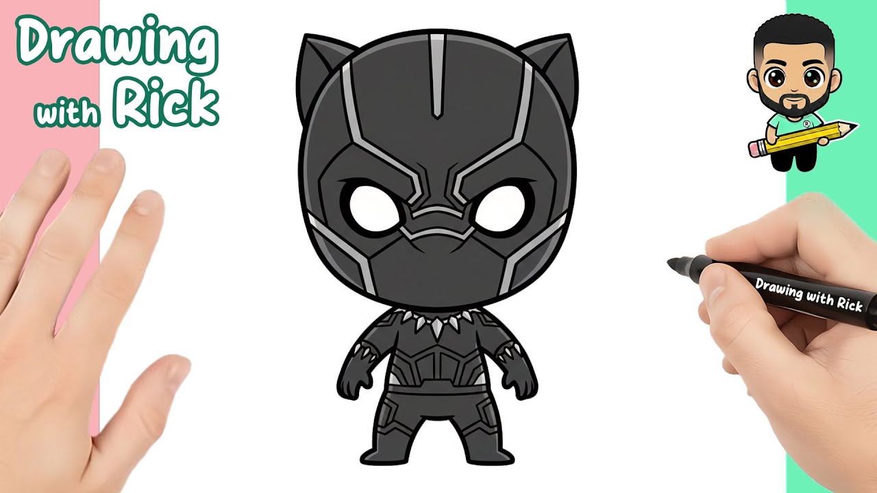 How to Draw BABY BLACK PANTHER KAWAII 🐾👑 | Easy Cute Marvel Avenger Drawing | Avengers Doomsday