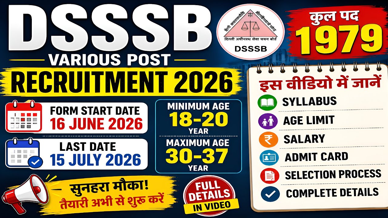 DSSSB Various Post Recruitment 2026 | 1979 Posts Out | Full Notification Explained
