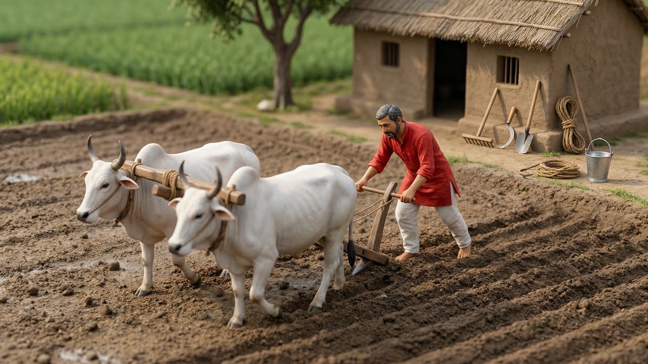 Miniature Doll Village | Desi Gaon Ki Kahani 2026 🌾 Realistic Indian Farming Scene, World Av Cooking