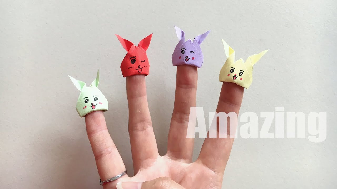 Easy Origami Bunny (Кролик) Палец Кукольный | Кончики пальцев -DIY Бумажные поделки