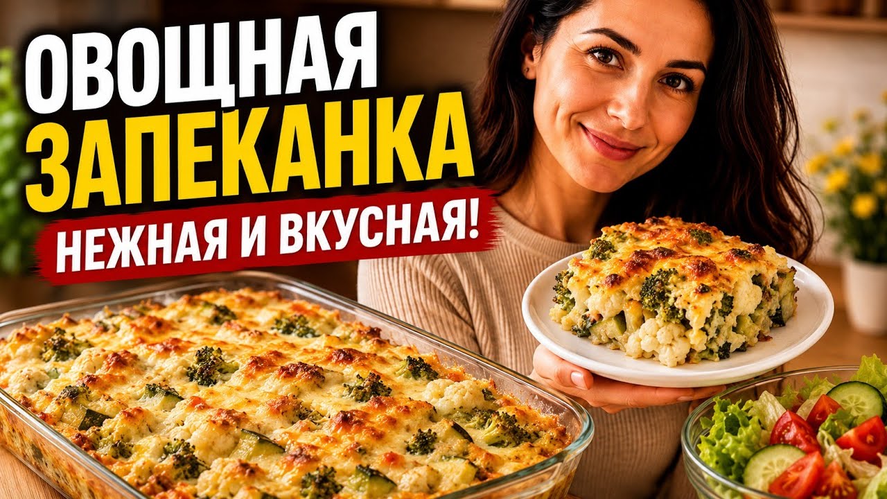 Нежная овощная запеканка из цветной капусты и цукини! Лёгкий ужин 🥦🧀