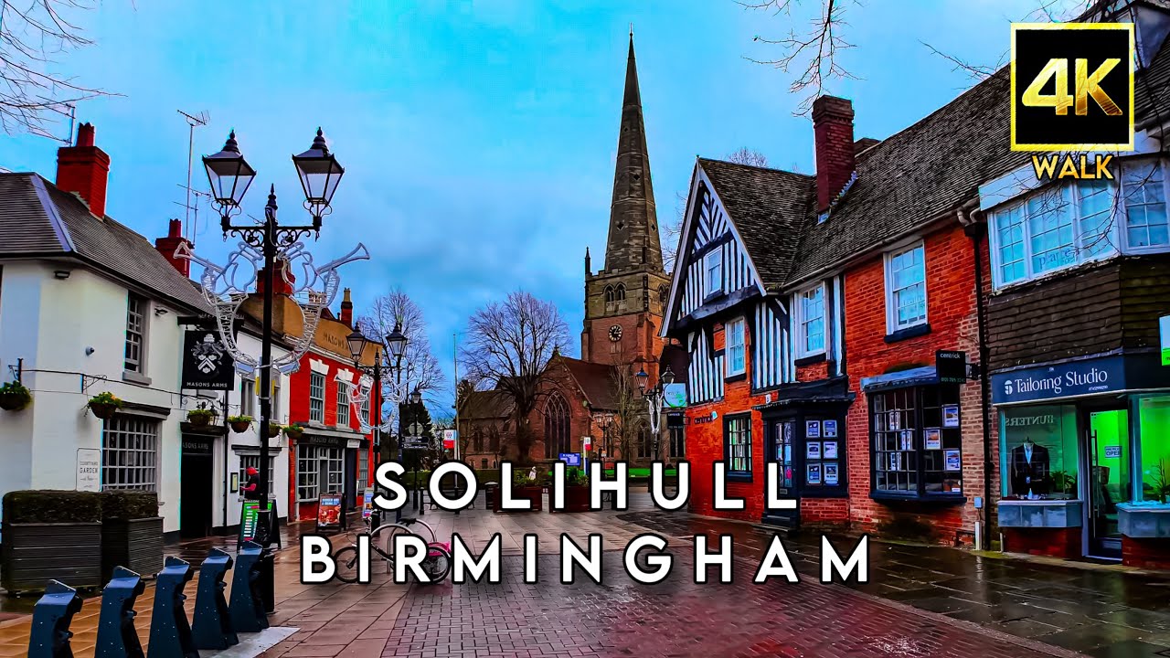 🇬🇧 Solihull Beautiful Town in Birmingham Walk 2024 [4k-HDR]