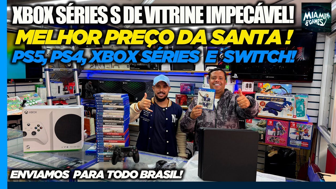 XBOX SÉRIES S DE VITRINE IMPECÁVEL! MELHOR PREÇO DA SANTA - MIAMI GAMES