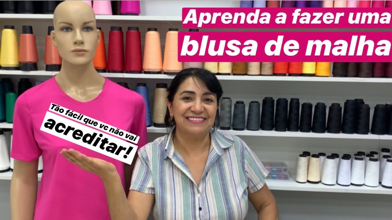 Aprenda a fazer camiseta de malha - Série costurando 4 peças a partir de 1 molde base