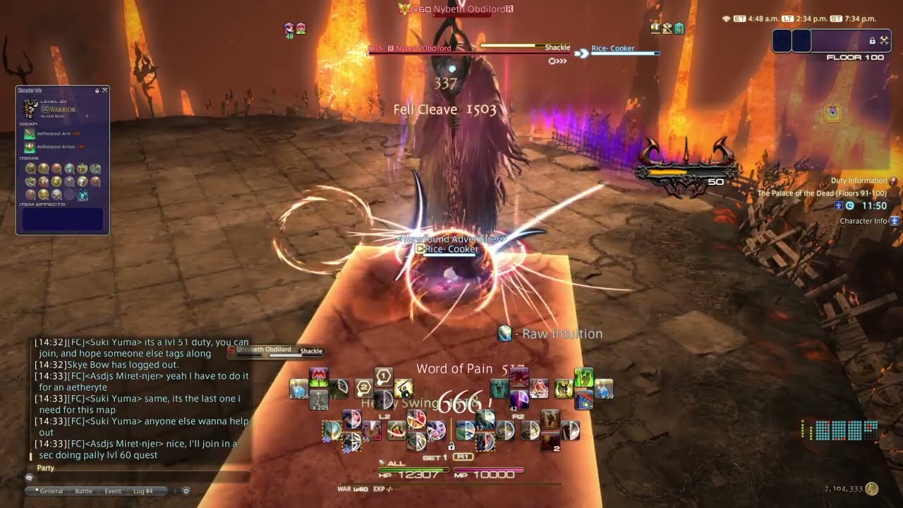 FF14 War solo Potd floor 100 Boss