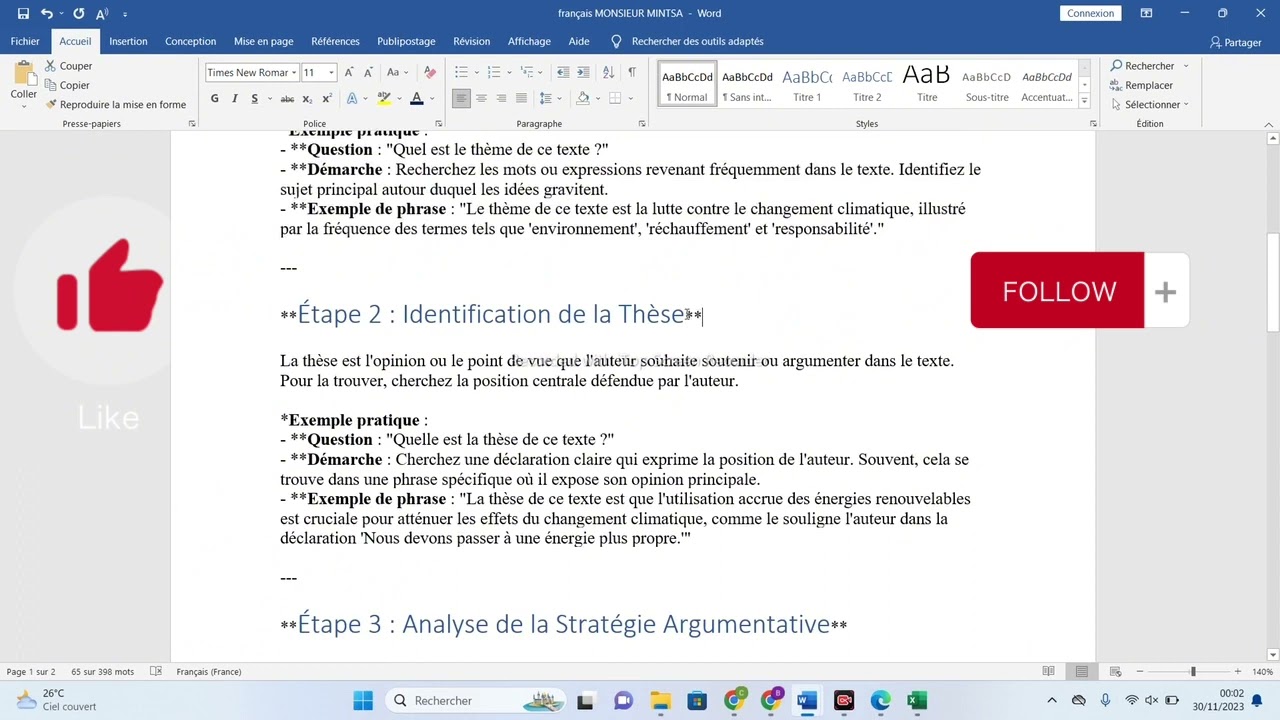 Comment r&eacute;pondre aux Questions d&rsquo;un TEXTE ARGUMENTATIF / M&eacute;thodologie / Terminale Gabon PARTIE 1