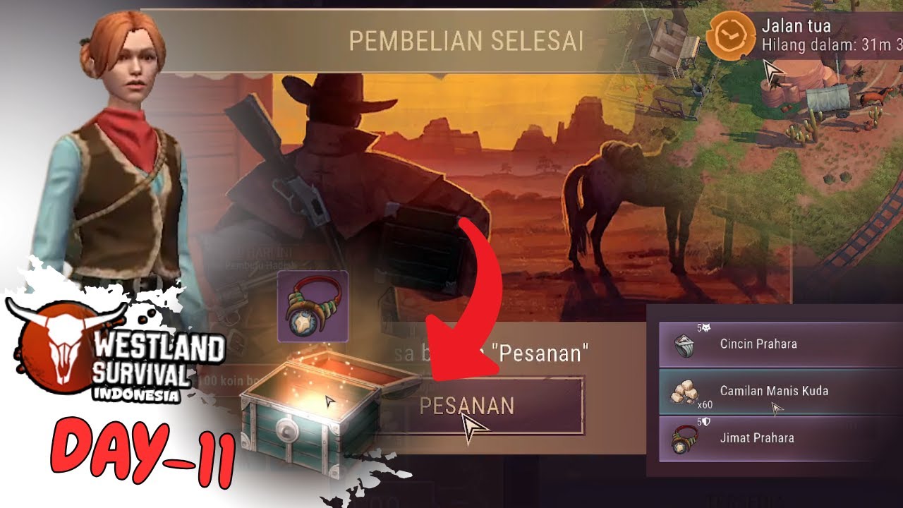 (DAY-11) Beli Jimat Cincin Gratis!! & Jalan Tua Level 40!! - Westland Survival Indonesia