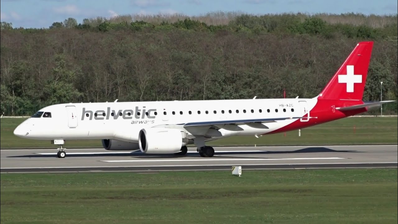 180&deg; Turn & Rotate | Helvetic Airways Embraer E190-E2 Takeoff at Budapest Airport