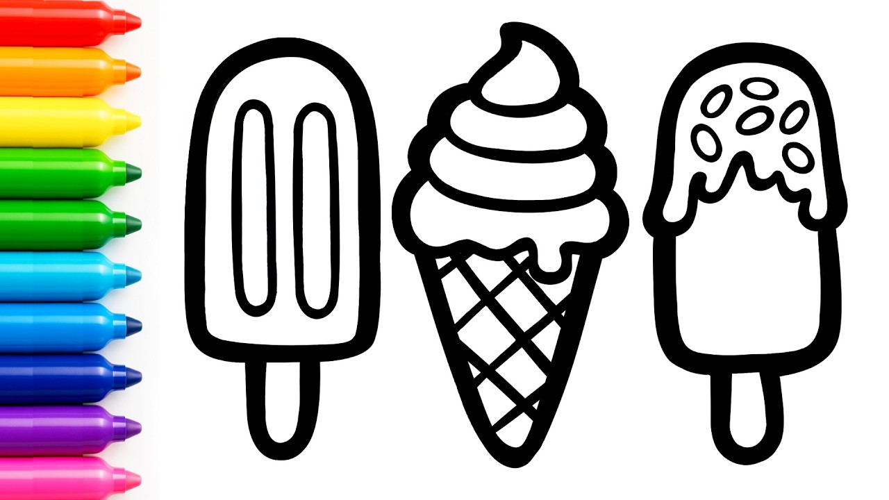 Ice Cream Drawing, Coloring & Painting for Kids, Toddlers | How to Draw Ice Cream Easy