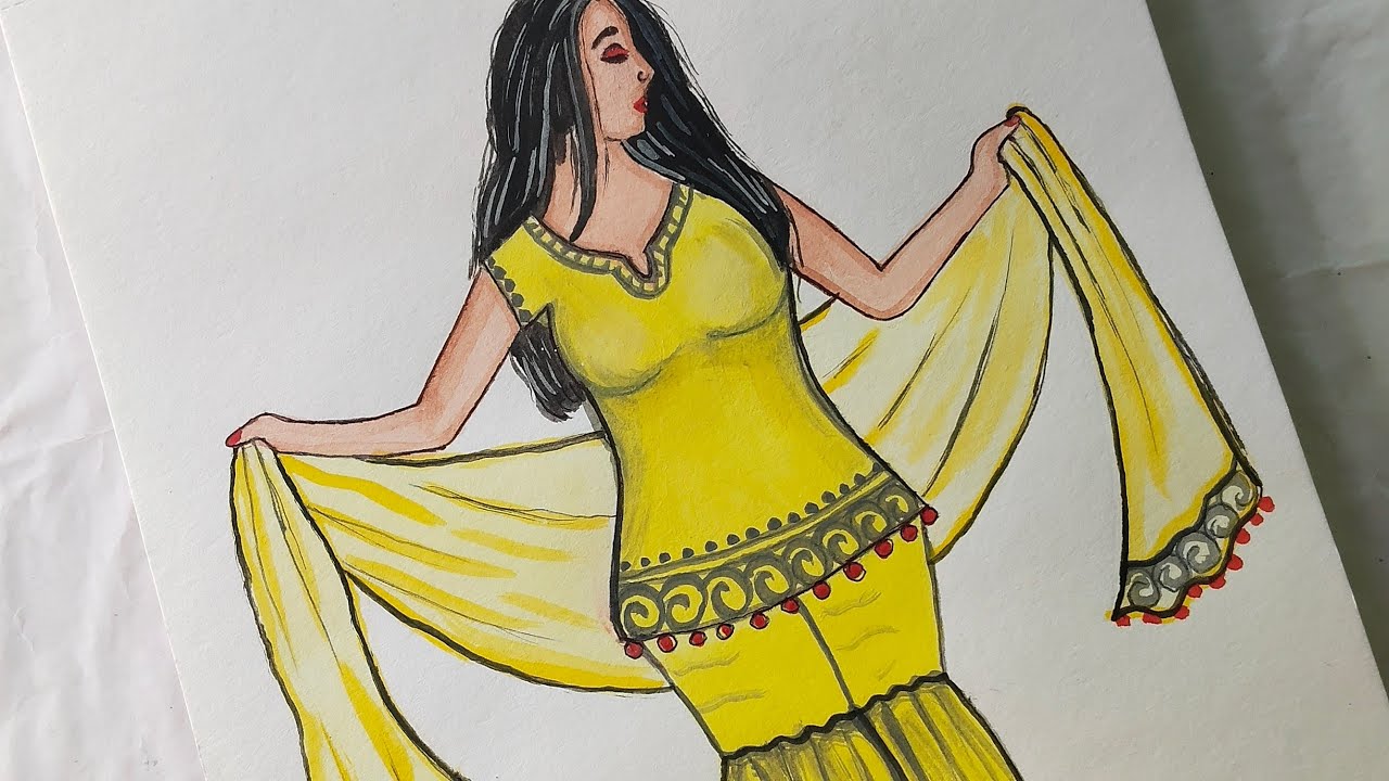 How to draw a girl wearing beautiful sharara |traditional girl drawing idea | step by step drawing