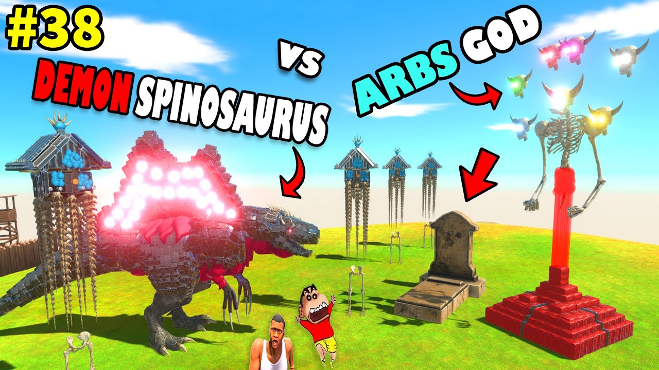 ARBS GOD vs DEMON SPINOSAURUS SHINCHAN CHOP & HAMID TEAM GODZILLA CASTLE in ARBS Hindi | PART 38