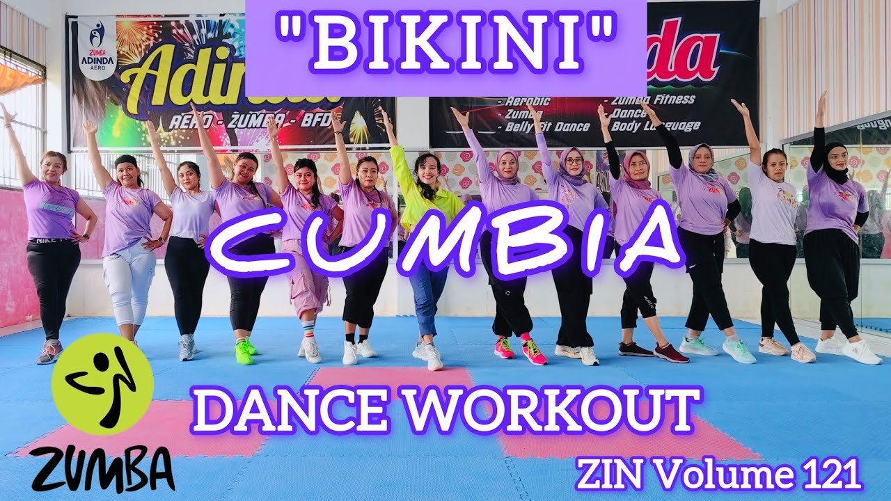 ZIN 121 BIKINI - CUMBIA - ZUMBA MUSIC - ZUMBA CHOREO - ZIN VOLUME 121 DANCE WORKOUT @AdindaAeroZumba