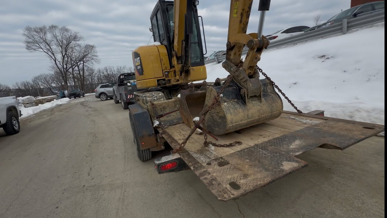 Getting back to work after snow and moving Mini hoe to dig electric for pump station