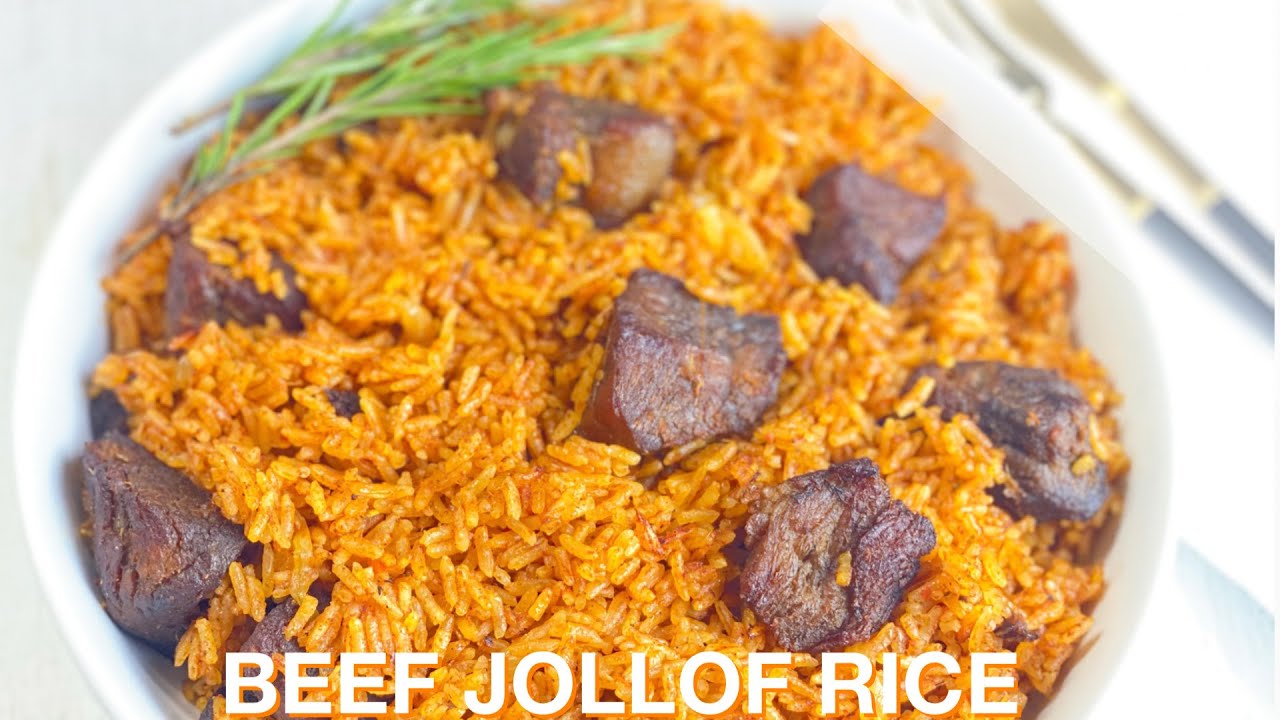 HOW TO COOK JOLLOF RICE || HOW TO COOK BEEF JOLLOF RICE || BEE’SKITCHEN