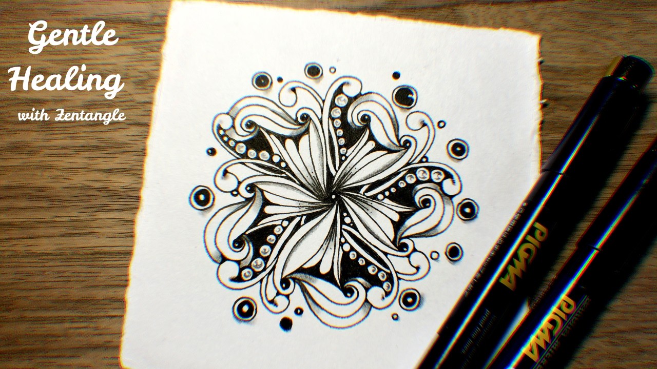 【Zentangle Inspired Art】Gentle Healing – Petal Flow Symmetry & Soft Shading (Full Process)