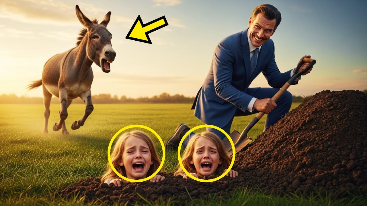 HOMBRE RICO ENTERRA SUS HIJAS GEMELAS COMO SI NO FUERAN NADA, PERO EL BURRO LO VIO TODO E HIZO ALGO.