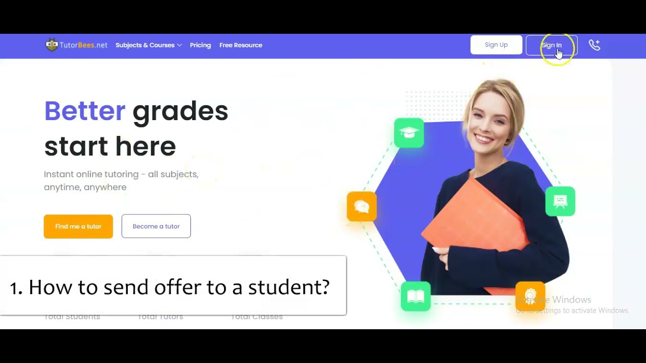TutorBees.net | How to Offer, Create, Join a Scheduled Demo class and Send Message to student
