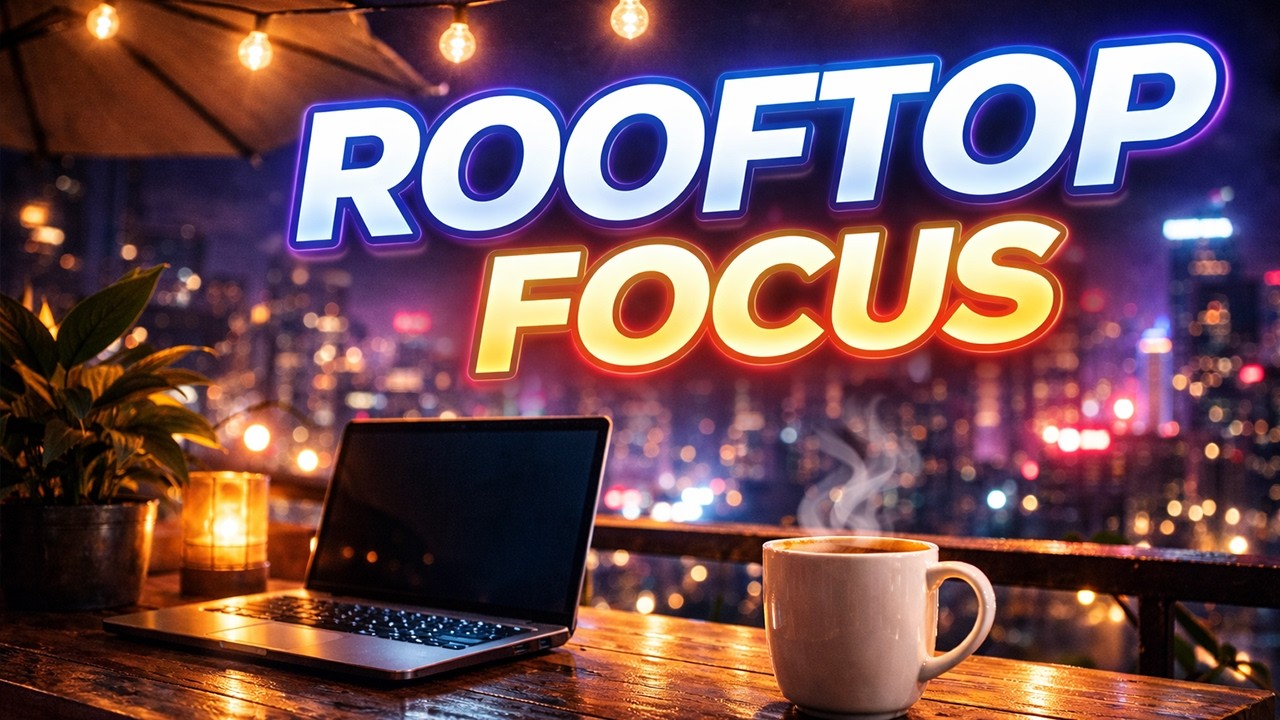 ROOFTOP FOCUS 🌃 Neon Skyline LoFi Beats for Deep Work (No Vocals)