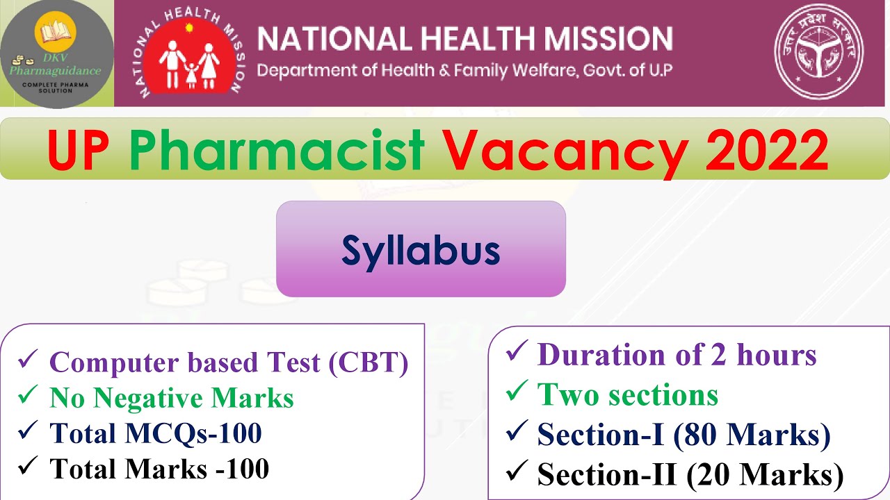 UP NHM pharmacist syllabus |UP Pharmacist Syllabus Explanation |  All information
