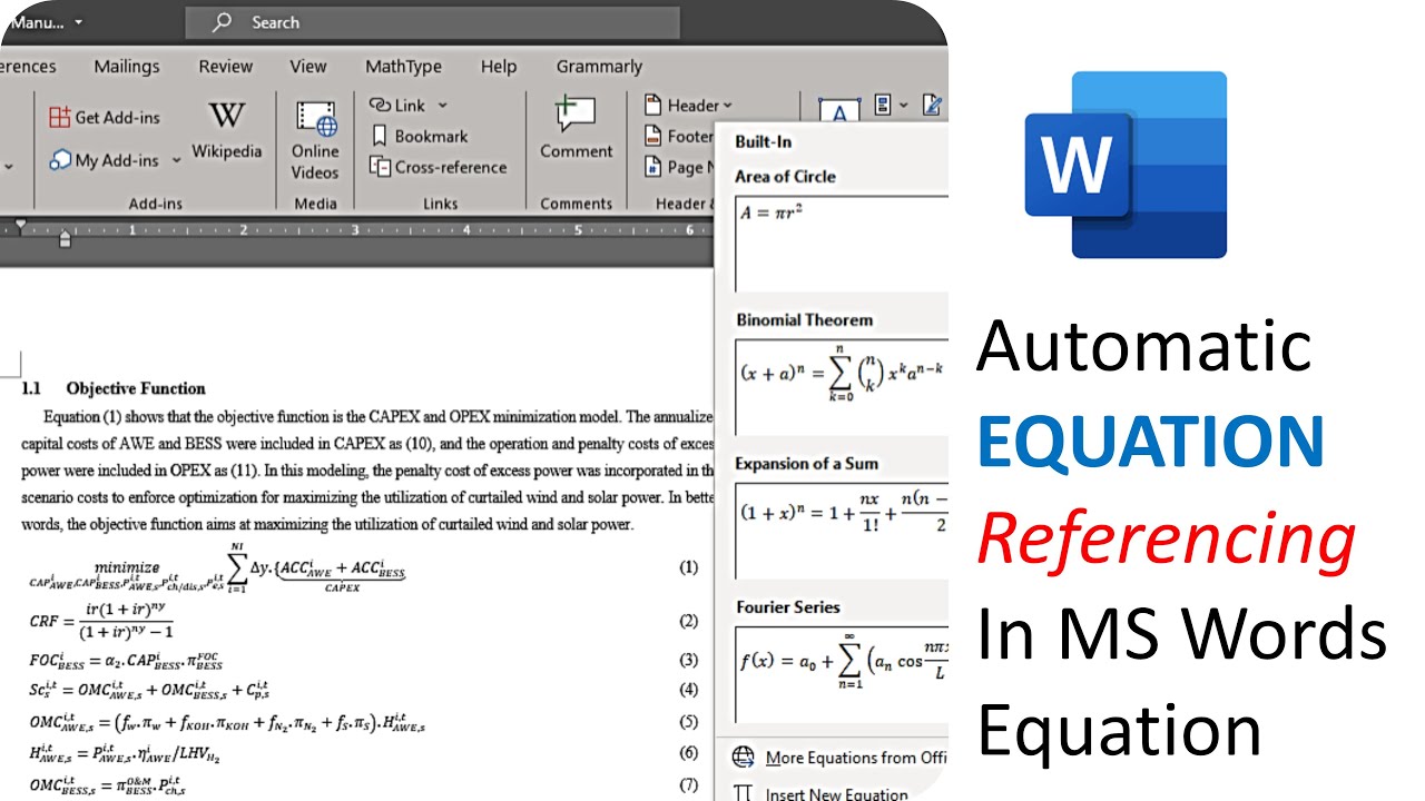 How to Create, Number Equation in Word and Cross Refer Equation Number Only