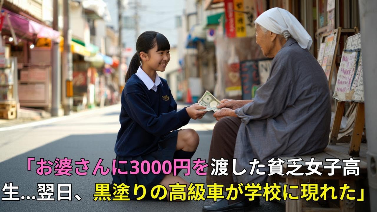 「お婆さんに3000円を渡した貧乏女子高生…翌日、黒塗りの高級車が学校に現れた」