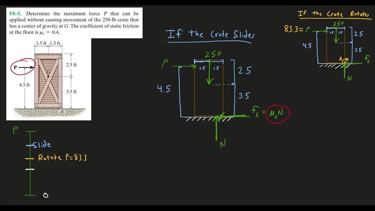 Statics: Friction, Tipping, & Slipping - Problem1