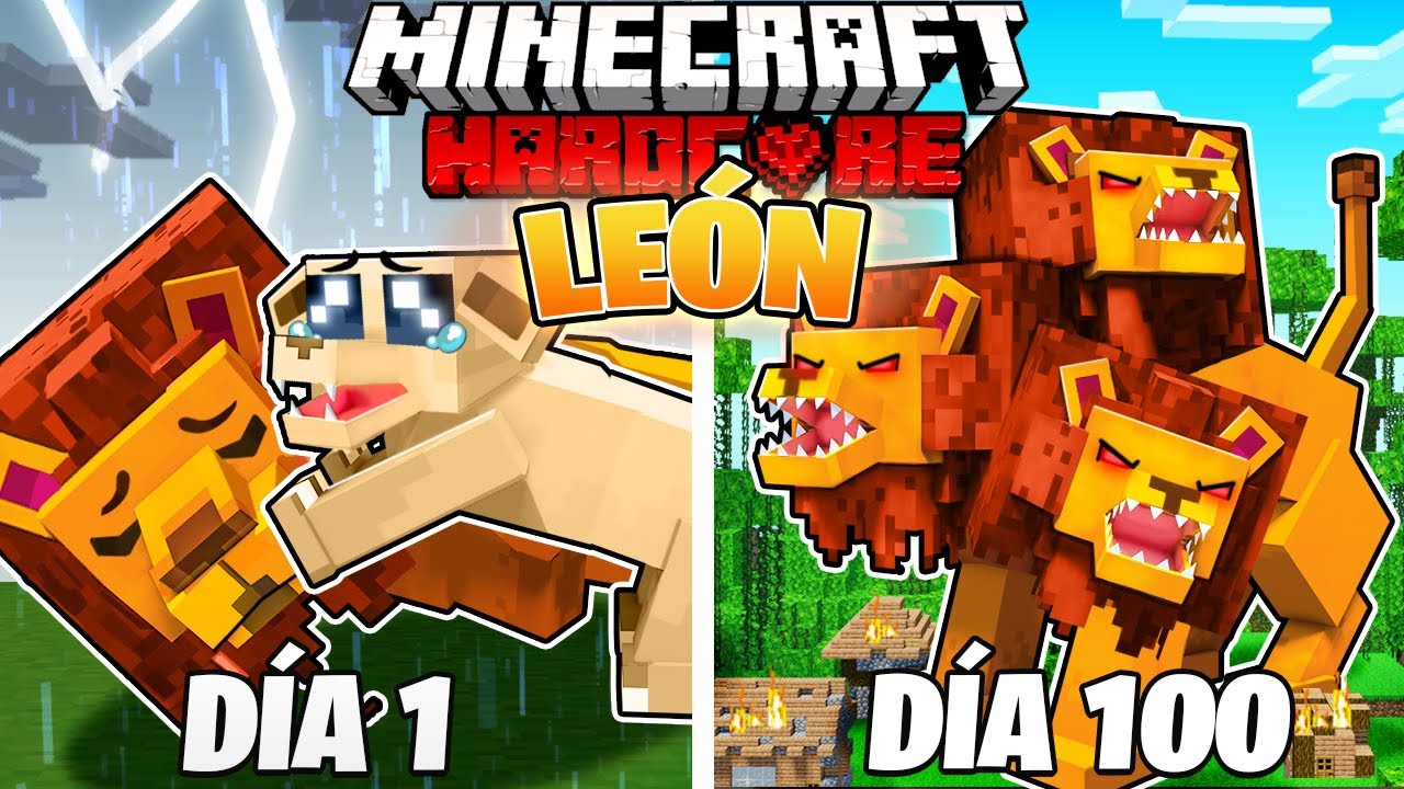 &iexcl;Sobreviv&iacute; 100 D&Iacute;AS como un LE&Oacute;N en Minecraft HARDCORE!