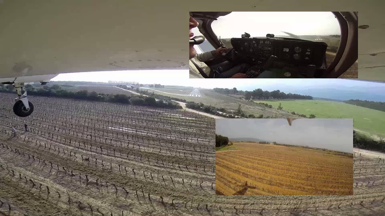 Ghisonaccia atterissage piste 18   (3 vues avant arrière cockpit)