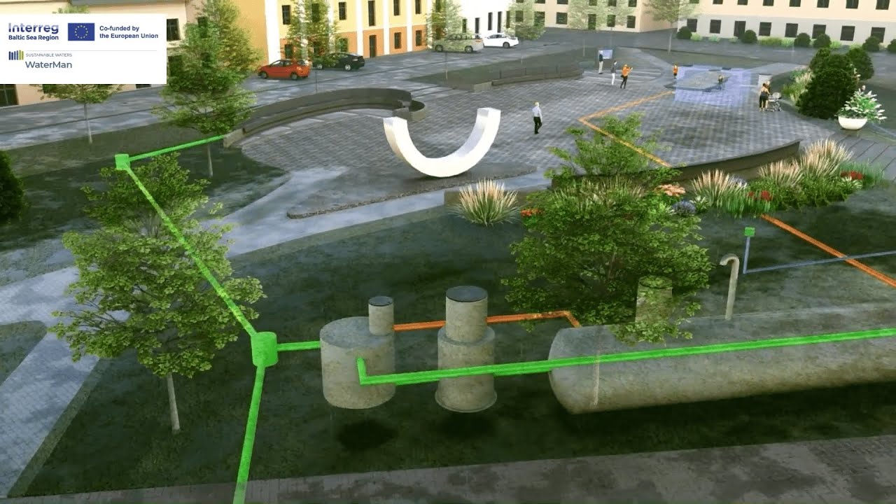 Saldus / Latvia: Stormwater recycling for fountain operation and greenery irrigation