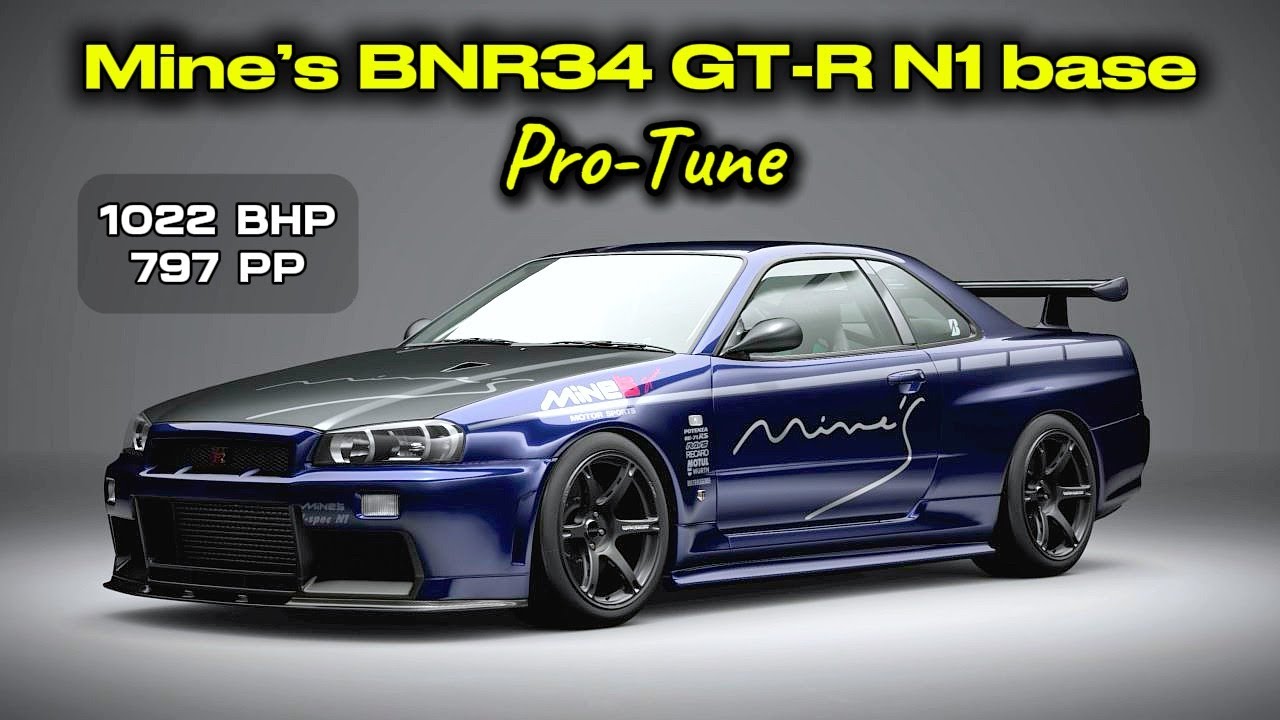 GT7 Pro-Tune for Mine's BNR34 GT-R N1 base 1022 BHP & 797 PP Gran Turismo 7 #granturismo7 #gt7