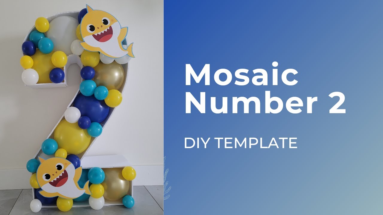 Mosaic Number 2 DIY // DIY Template // Baby shark theme