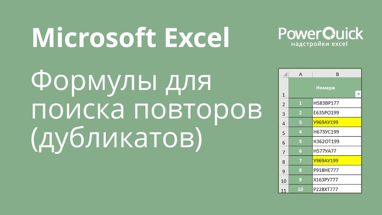 Формулы для поиска и анализа повторяющихся значений (дубликатов) в Excel, функция УНИК