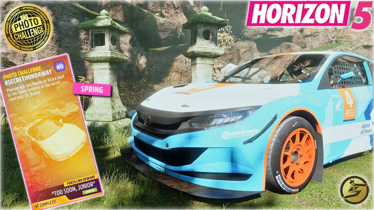 Forza Horizon 5 PHOTO CHALLENGE SECRET HONDAWAY Stone Lanterns in the secret cave near Ek' Balam FH5
